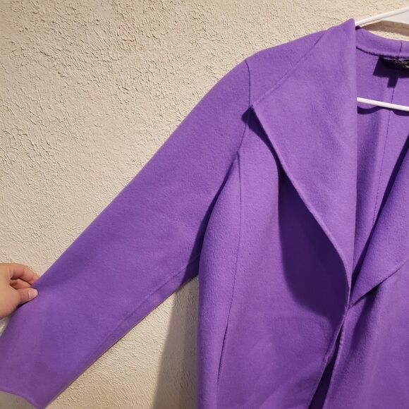 Talbots Jacket Womens XLp Purple Wool Cardigan Open Sweater Blazer Minimalist - Picture 4 of 9
